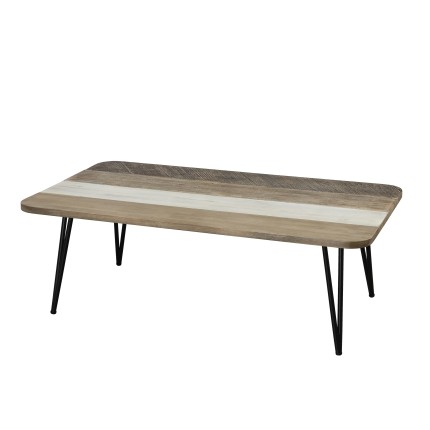 CARMEN Rectangular Coffee Table 120x70cm Acacia Wood Black Metal Legs