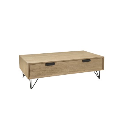 Table basse MARGAUX bois naturel 4 tiroirs