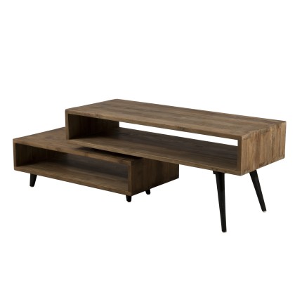 SIXTINE Brown Scandi-Style Rotating TV Stand