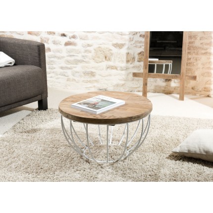 SIXTINE Round Coffee Table 60x60 cm - Recycled Teak Top