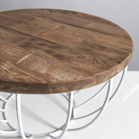 SIXTINE Round Coffee Table 60x60 cm - Recycled Teak Top
