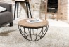 Table basse ronde SIXTINE 60x60cm teck recyclé et métal noir