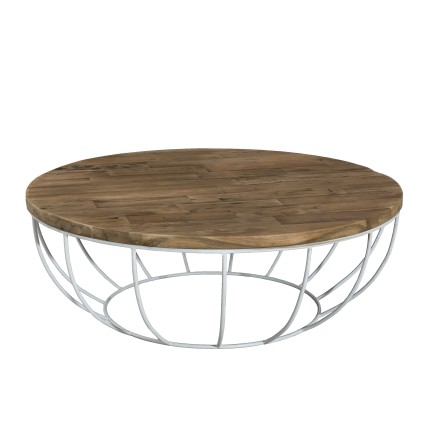 Table basse SIXTINE ronde teck recyclé 100x100cm