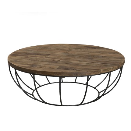 Table basse SIXTINE - Teck recyclé et métal noir 100x100cm