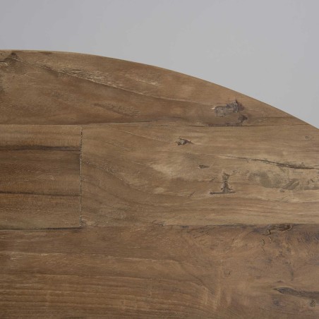 Table basse ronde SIXTINE en teck recyclé et métal noir