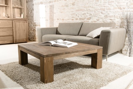 SIXTINE Square Coffee Table Brown 100x100cm Recycled Teak