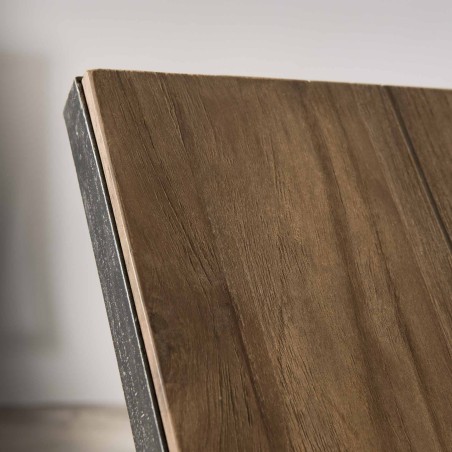 SIXTINE Square Brown End Table 40x40cm Recycled Teak Metal Legs