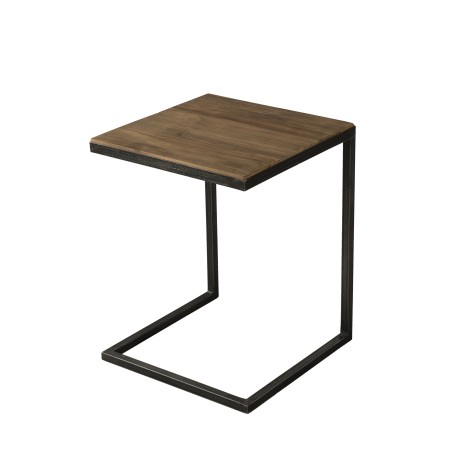 SIXTINE Square Brown End Table 40x40cm Recycled Teak Metal Legs