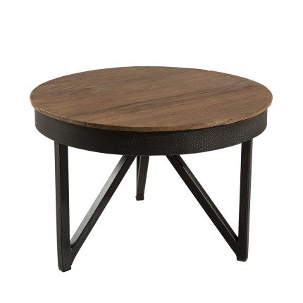 Table basse ronde d'appoint SIXTINE 50x50cm teck recyclé