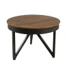 SIXTINE Round Side Table 50x50cm Recycled Teak Top Black Metal Base