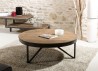 SIXTINE Round Coffee Table 90x90cm - Recycled Teak Top Black Metal Base