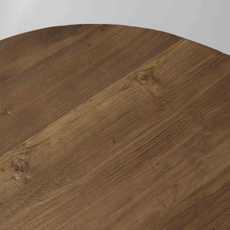 SIXTINE Round Coffee Table 90x90cm - Recycled Teak Top Black Metal Base