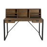 SIXTINE Desk with 2 Drawers and Shelves - Recycled Teak Black Metal