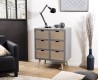 Commode grise LORENZO 6 tiroirs bois Pin