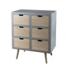 Commode grise LORENZO 6 tiroirs bois Pin