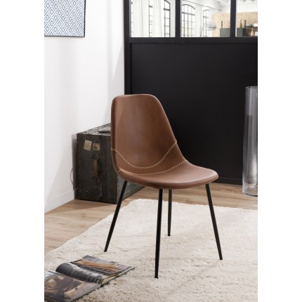 Lot de 2 chaises JOHN marrons - Moderne et confortable