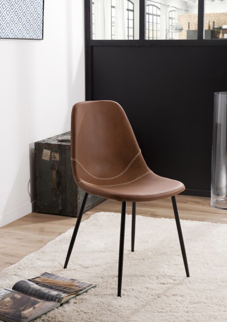 Lot de 2 chaises JOHN marrons - Moderne et confortable