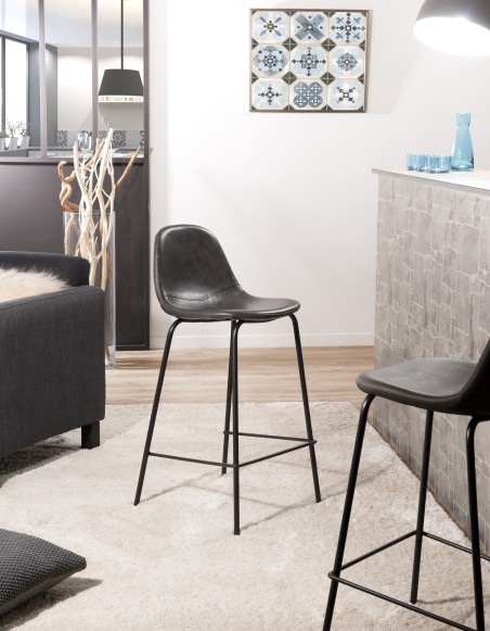Lot de 2 tabourets de bar John anthracite