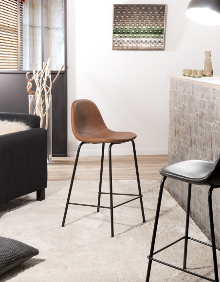 Lot de 2 tabourets de bar John marron 65cm