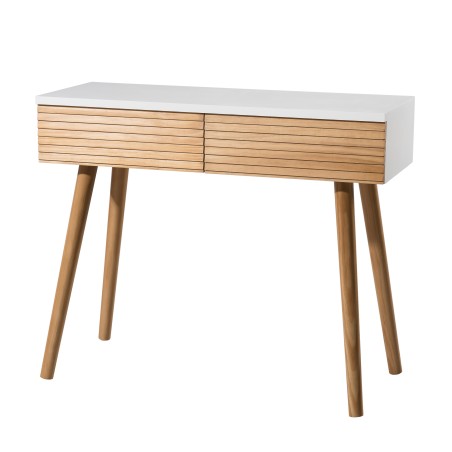 PEDRO Console Table - Light Wood and White 2-Drawer Console
