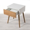 PEDRO Light Wood and White Bedside Table with Drawer