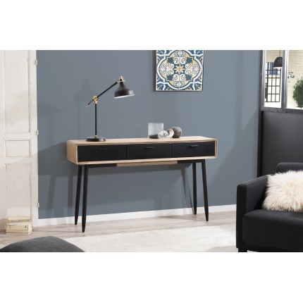 PALOMA Console - Acacia Wood and Black Metal 3 Drawer Console