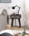LEON - Black Bedside Table with 1 Drawer | Pine Wood