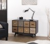 LEON Black 8-Drawer Chest with Brown Pine Motifs
