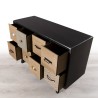 LEON Black 8-Drawer Chest with Brown Pine Motifs