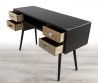 Bureau LEON noir 4 tiroirs marrons motifs Pin