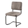 FANNY Set of 2 Taupe Fabric Chairs with Black Metal Legs