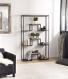 LEANDRE XL Black Shelf 100 x 170 cm - Acacia Wood and Steel