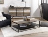LEANDRE Rectangular Coffee Table - Acacia Wood and Metal Shelf