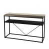 LEANDRE Rectangular Black Console Table - Acacia Wood Shelf