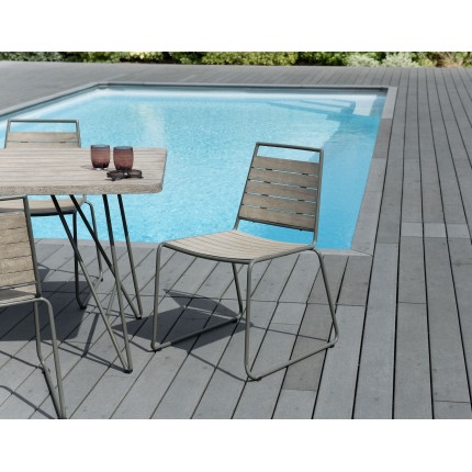 EMILE - Set of 2 Stackable Garden Chairs in Teak Wood and Metal