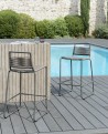 Tabouret de bar de jardin EMILE en métal et cordage synthétique