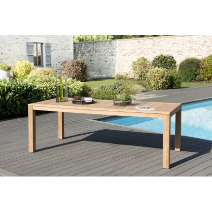 Table de jardin en bois Teck KIM VIESTE 220 x 100 cm