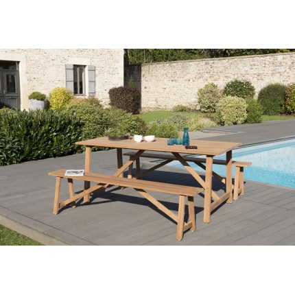 Teak Wood Garden Furniture Set - KIM - 6/8 pers