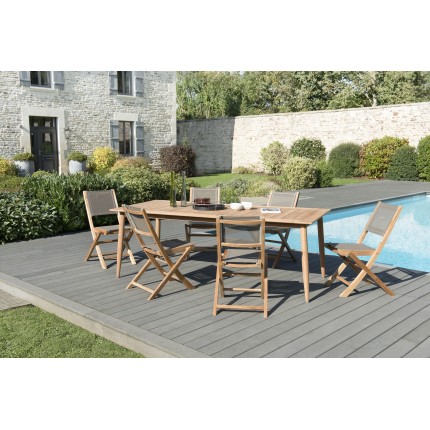 Salon de jardin en bois teck KIM - 6/8 pers