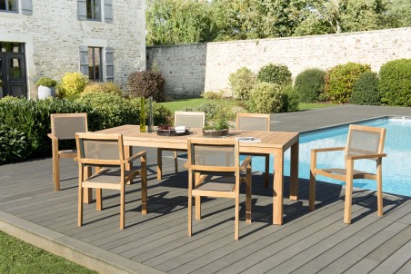 KIM Teak Wood Garden Furniture Set for 6/8 People - Premium Solid Teak