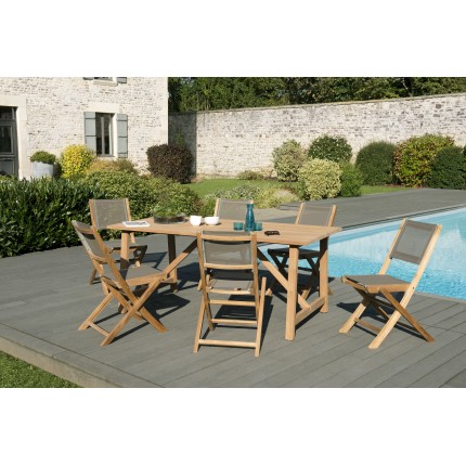 Teak Wood Garden Furniture Set - KIM - 6/8 pers