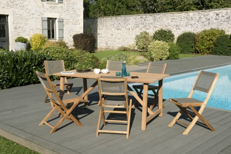 Teak Wood Garden Furniture Set - KIM - 6/8 pers