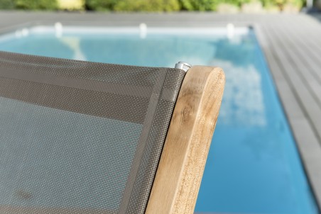Ensemble 2 chaises jardin bois Teck taupe