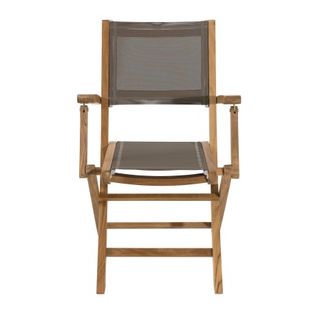 Ensemble 2 fauteuils jardin bois teck taupe