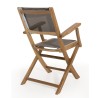 FUN - Set of 2 Folding Garden Armchairs in Teak and Taupe-Coloured Textilene