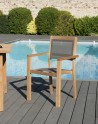 Ensemble 2 fauteuils jardin bois teck taupe