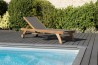 Bain de soleil textilène taupe en bois Teck