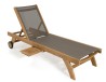 Bain de soleil textilène taupe en bois Teck