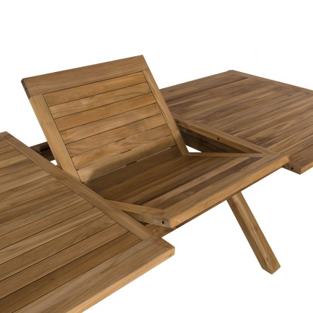 Table de jardin Teck 8/10 personnes - 180/240x100 cm
