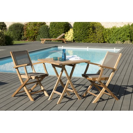 Salon de jardin en bois teck 2 pers.
